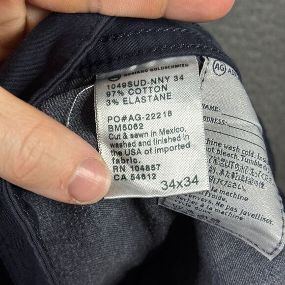 AG Adriano Goldschmied Pants Mens 34x34 Blue Protege Straight Leg Chino Preppy - Picture 7 of 16